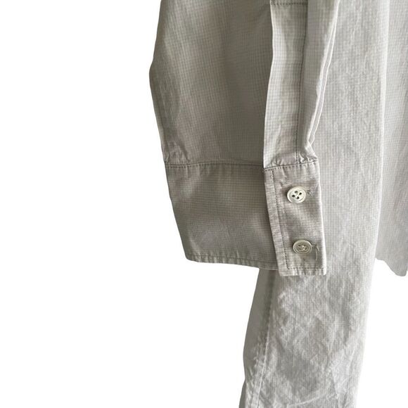 THEORY Cotton Button Front Long Sleeve Mini Shirtdress White Tan 4 - Picture 2 of 13